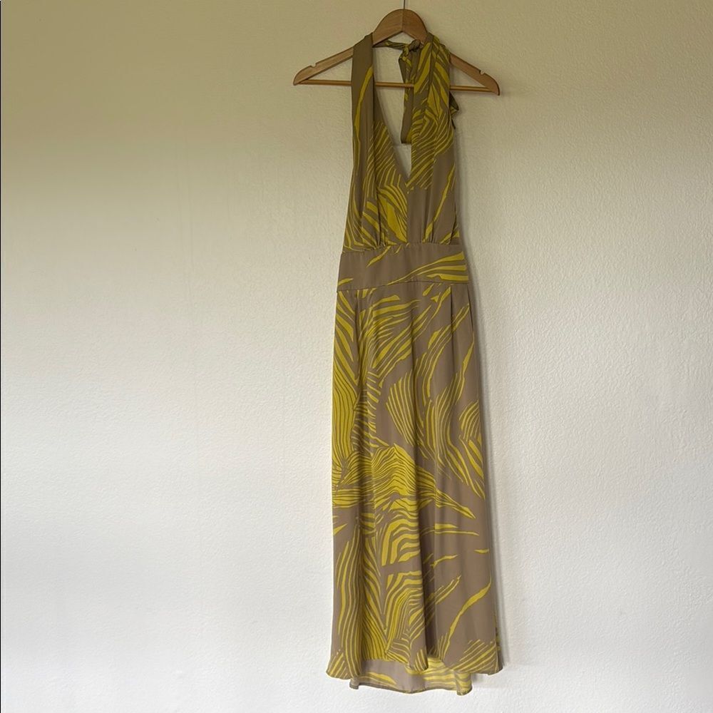 Banana Republic Yellow Tan Halter Sundress